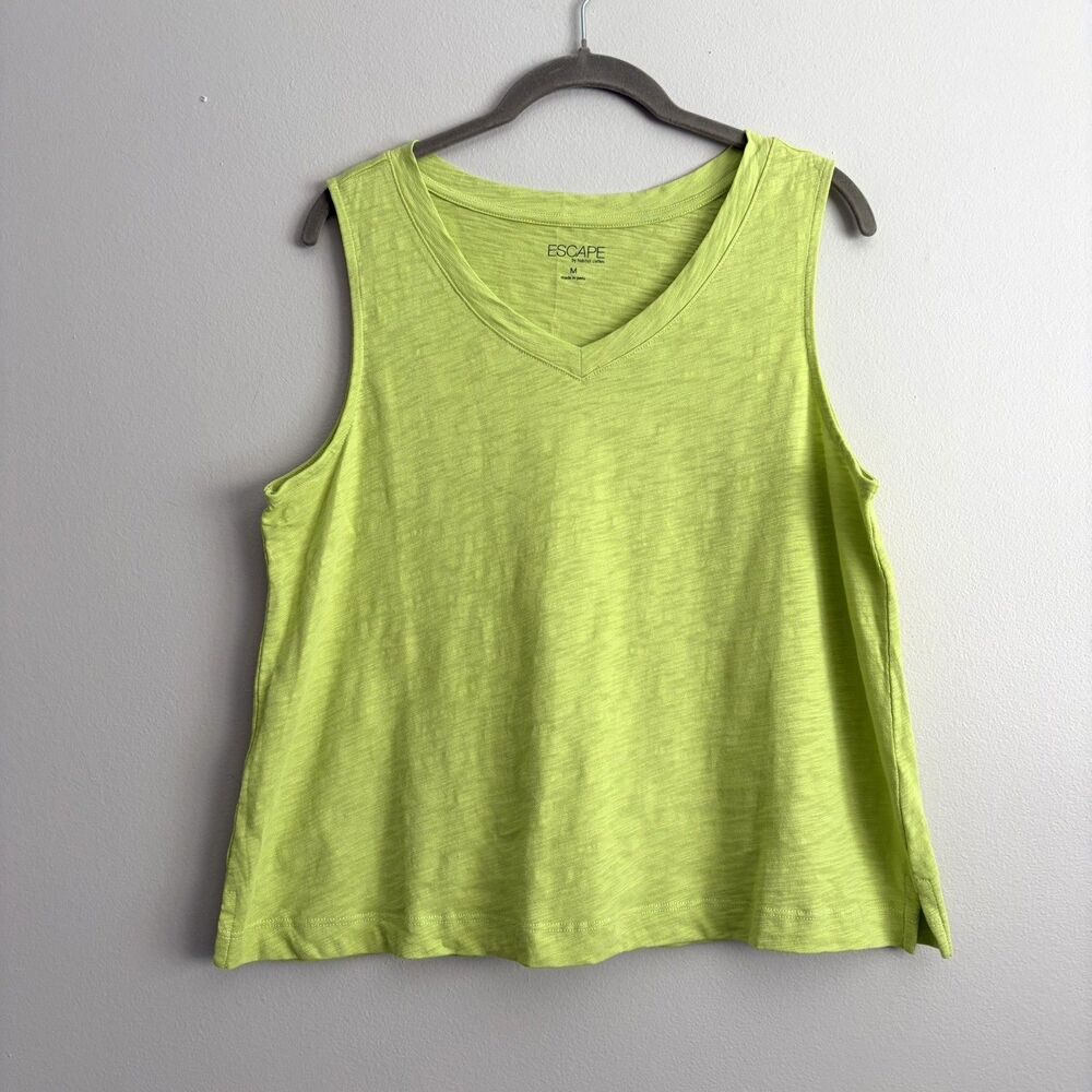 Escape By Habitat Clothes Womens Medium V-Neck Tank Top Green 100% Cotton Beach
